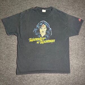 Vintage Wonder Woman T-Shirt Mens XL Black DC Comics 2008 Graphic Tee Retro